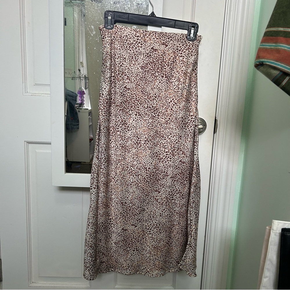 Urban Outfitters Leopard Satin Maxi Skirt